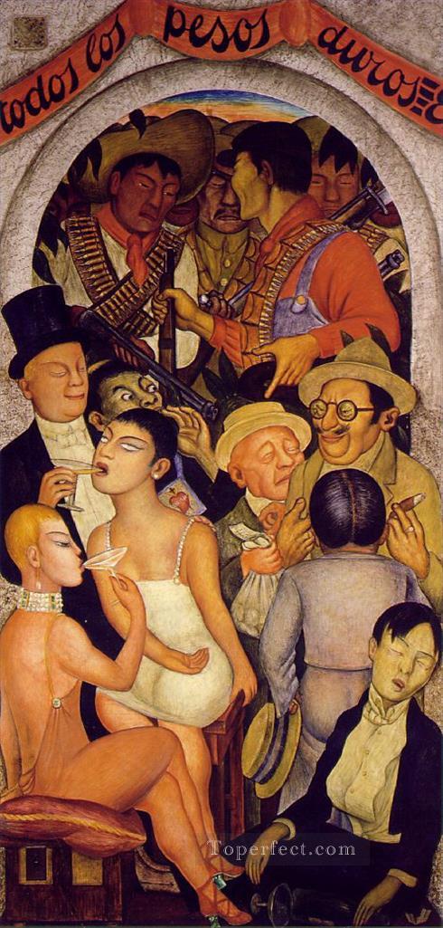 Night of the Rich Diego Rivera Oil Paintings